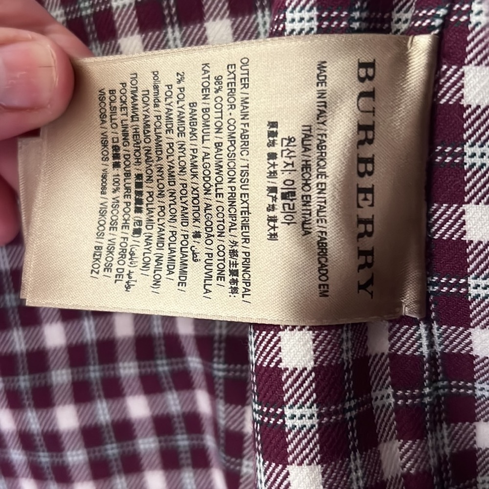 Burberry Burgundy Double Faced Cotton Twill Tailored Coat - Picture 10 of 11